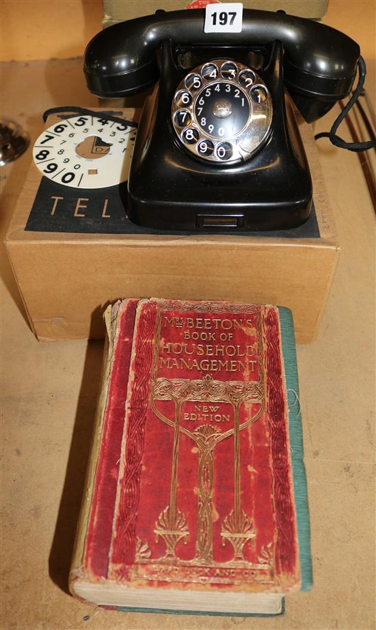 3 jigsaws - wooden, Mrs Beetons book & phone